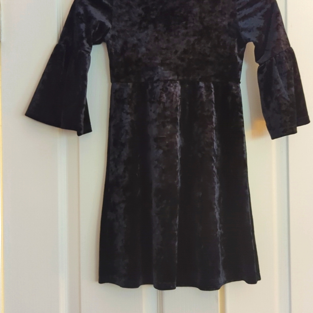 kids girl toddler dress, black velvet, 7/8
